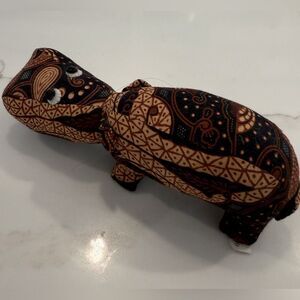 Handmade Indonesian Batik Patterned Fabric Hippo Toy or Deco